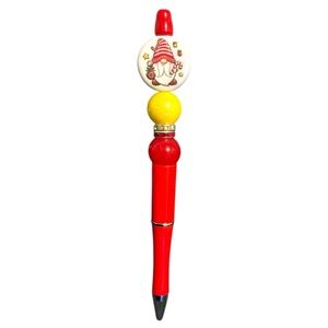 Festive Red and Yellow Handmade Gnome Pen